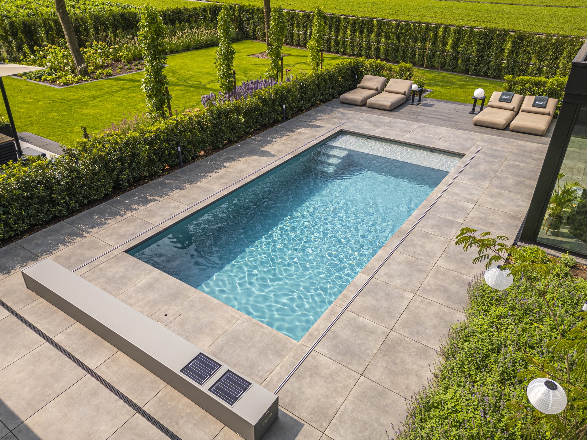 piscina incassata moderna con sistema di copertura: piscina con copertura visibile e padiglione in legno e vetro, Luxury, Design, Exclusive, Modern, Custom Made, Special, Beautiful