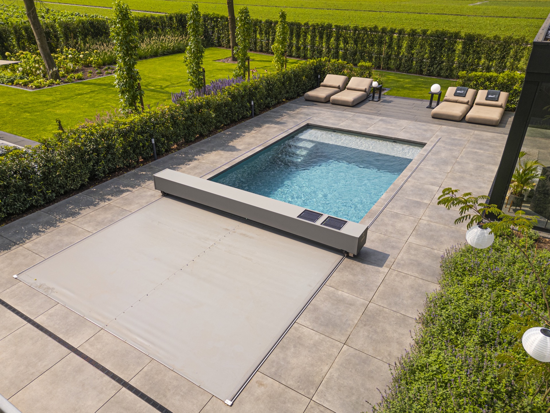piscina incassata moderna con sistema di copertura, Luxury, Design, Exclusive, Modern, Custom Made, Special, Beautiful