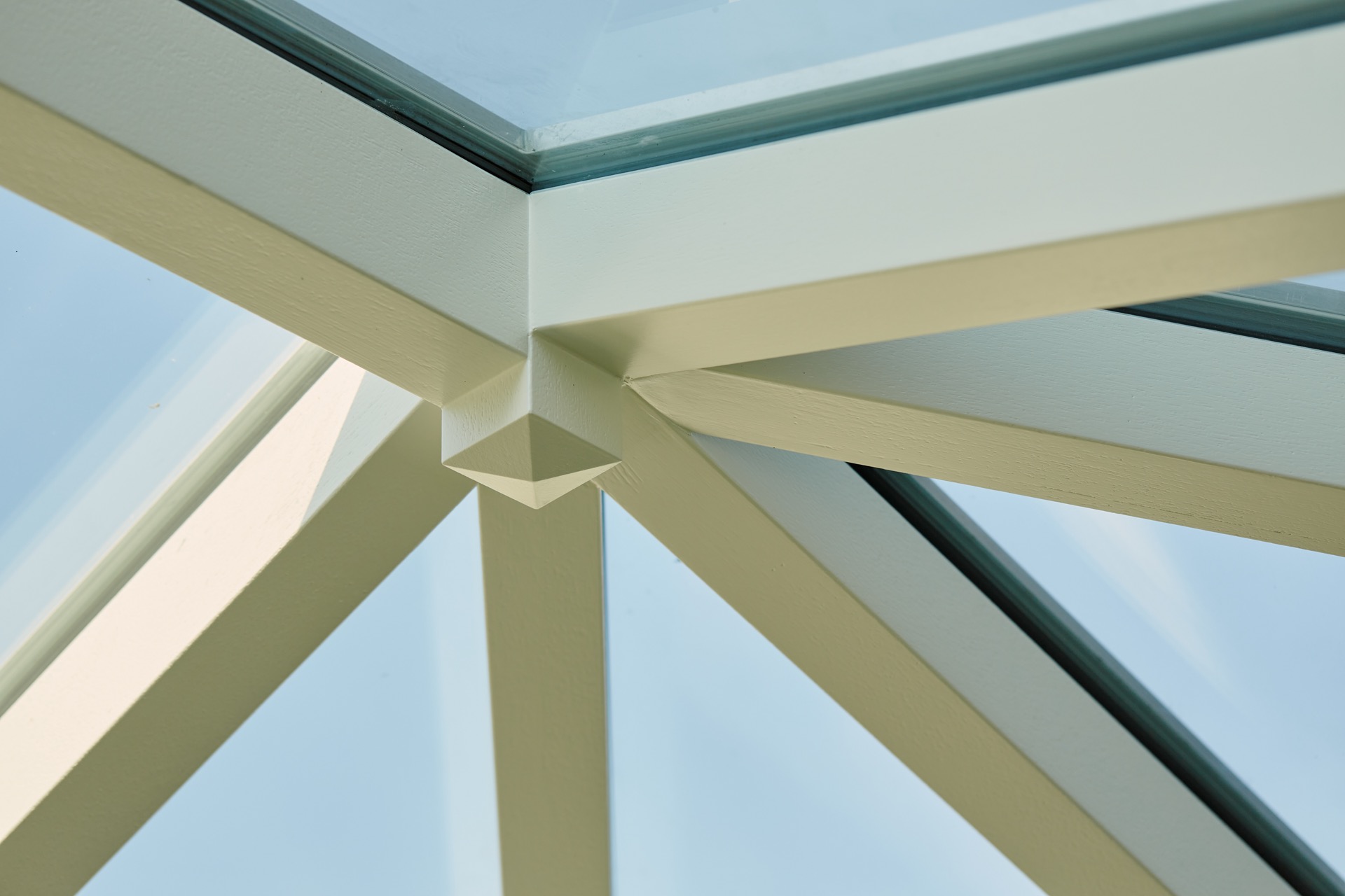 outdoor room sliding glass: detail of glass roof edge and white frame of the outdoor room, Luxury, Design, Exclusive, Modern, Custom Made, Special, Beautiful