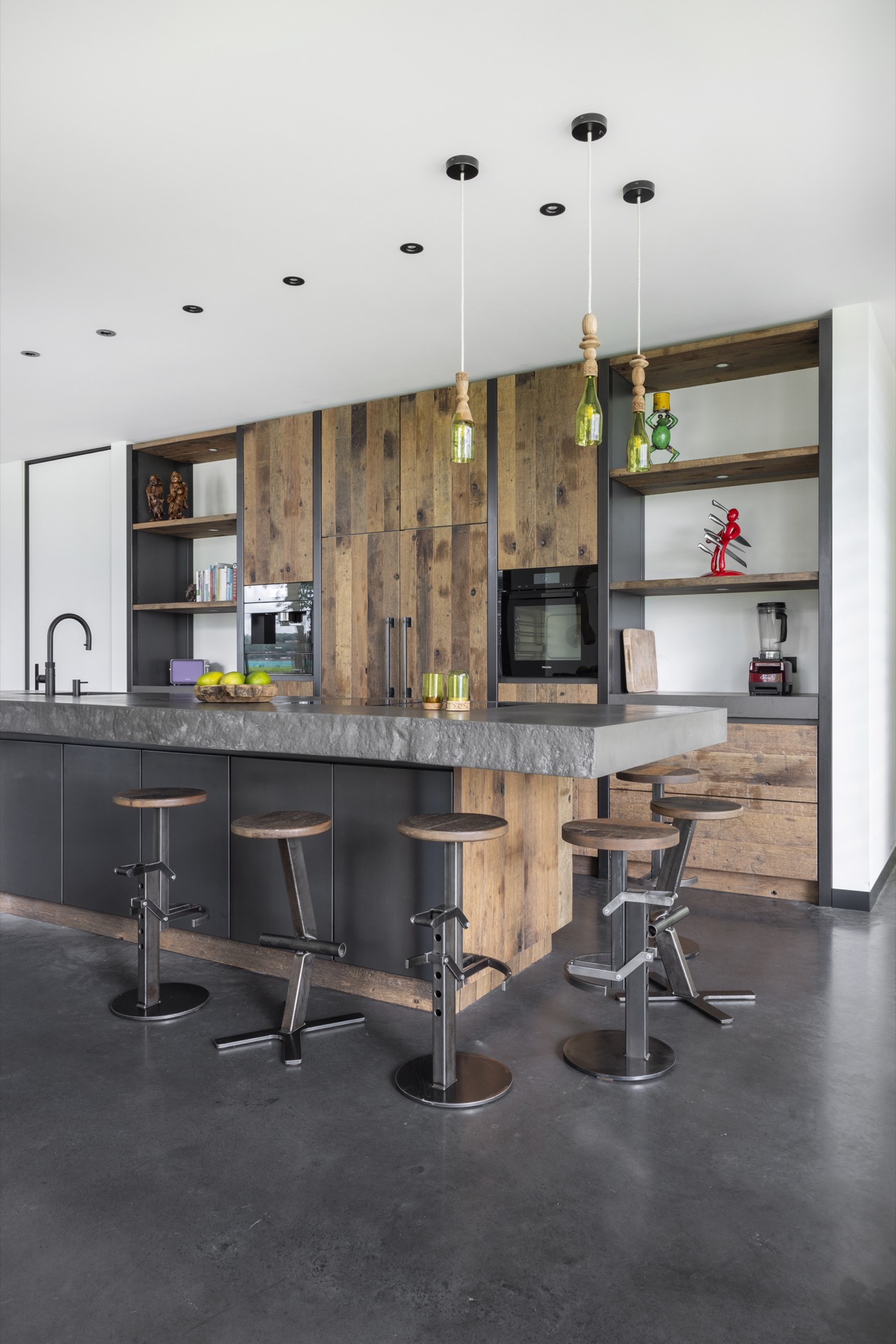 country kitchen with island: hanging lights and wooden panel wall above kitchen island in a country kitchen, Luxury, Design, Exclusive, Modern, Custom Made, Special, Beautiful