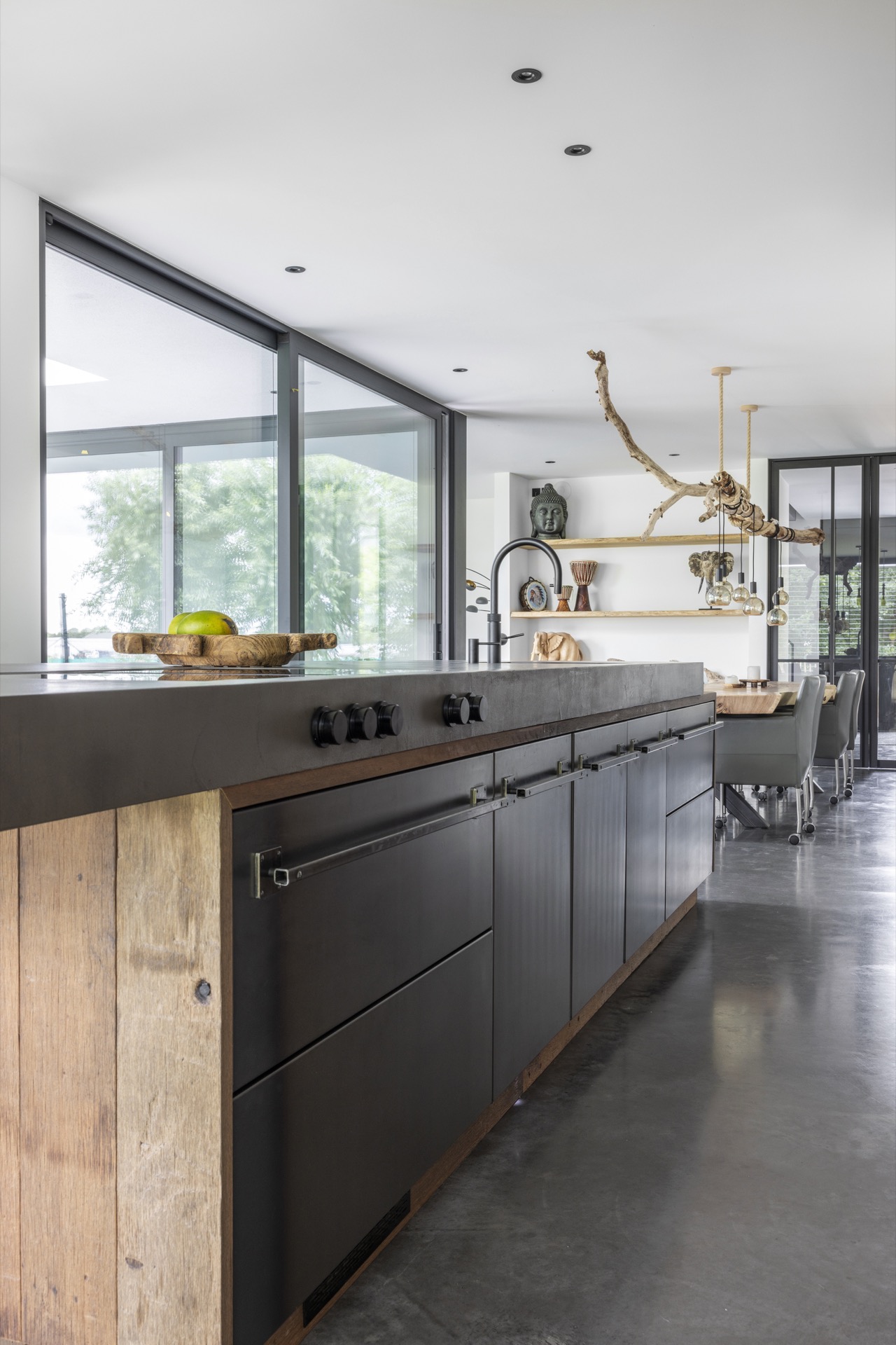 country kitchen with island: country-style kitchen with worktop along window side and robust island front, Luxury, Design, Exclusive, Modern, Custom Made, Special, Beautiful
