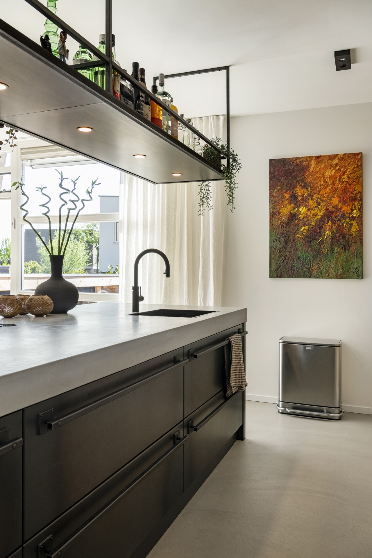 industrial Wabi Sabi kitchen: kitchen wall with wood cabinets, niches, and built-in appliances, Luxury, Design, Exclusive, Modern, Custom Made, Special, Beautiful