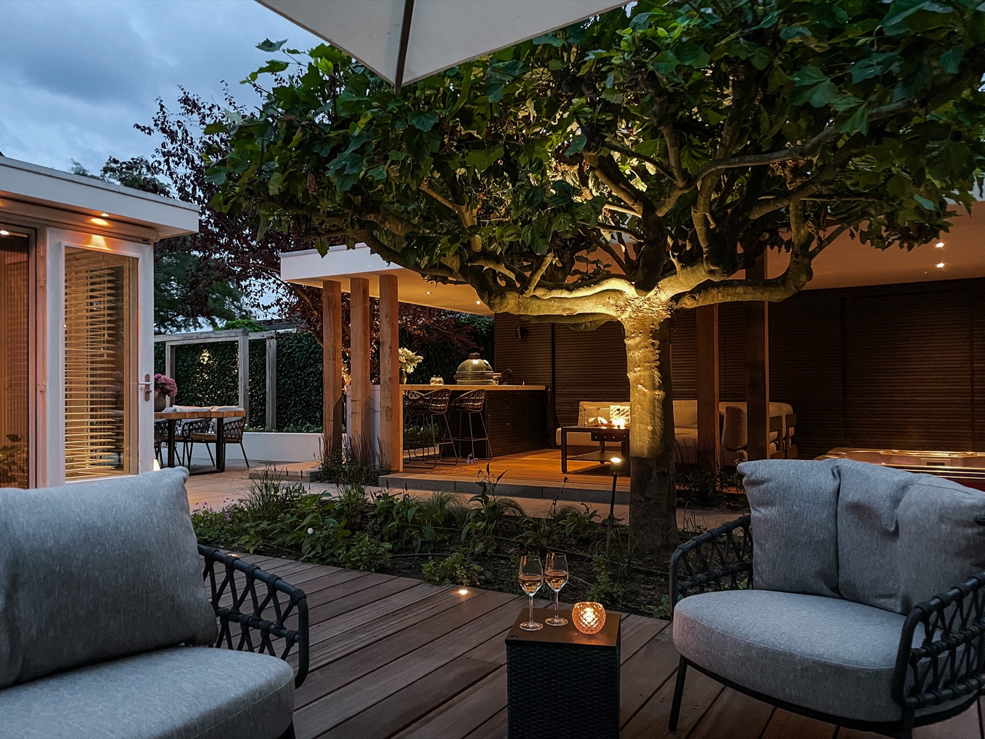 garden lighting: eclectic garden with colorful flowers, large stone path, and diverse planting., Luxury, Design, Exclusive, Modern, Custom Made, Special, Beautiful