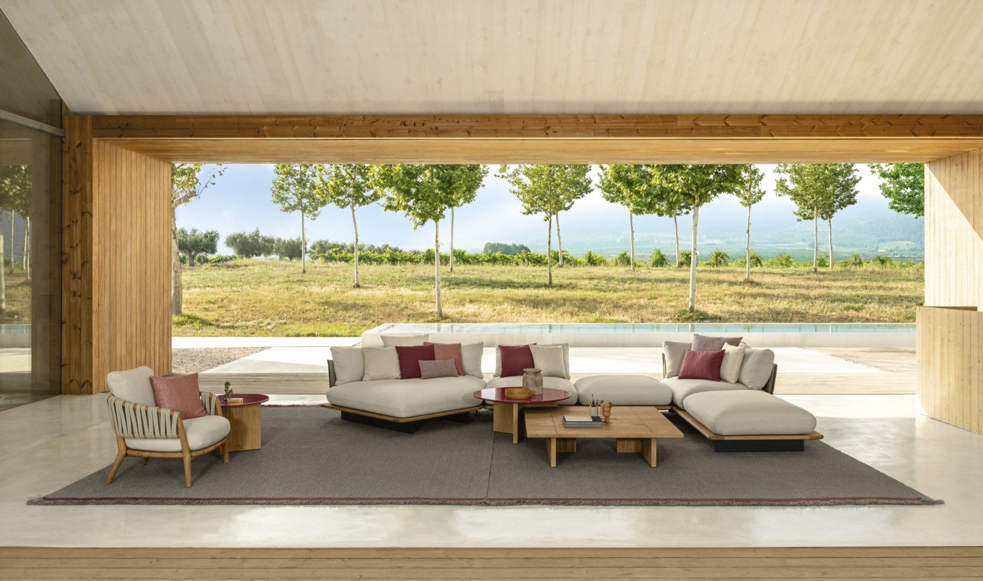 casa in legno moderna: soggiorno luminoso con grandi finestre e vista sul giardino, Luxe, Design, Exclusief, Modern, Maatwerk, Bijzondere, Mooie