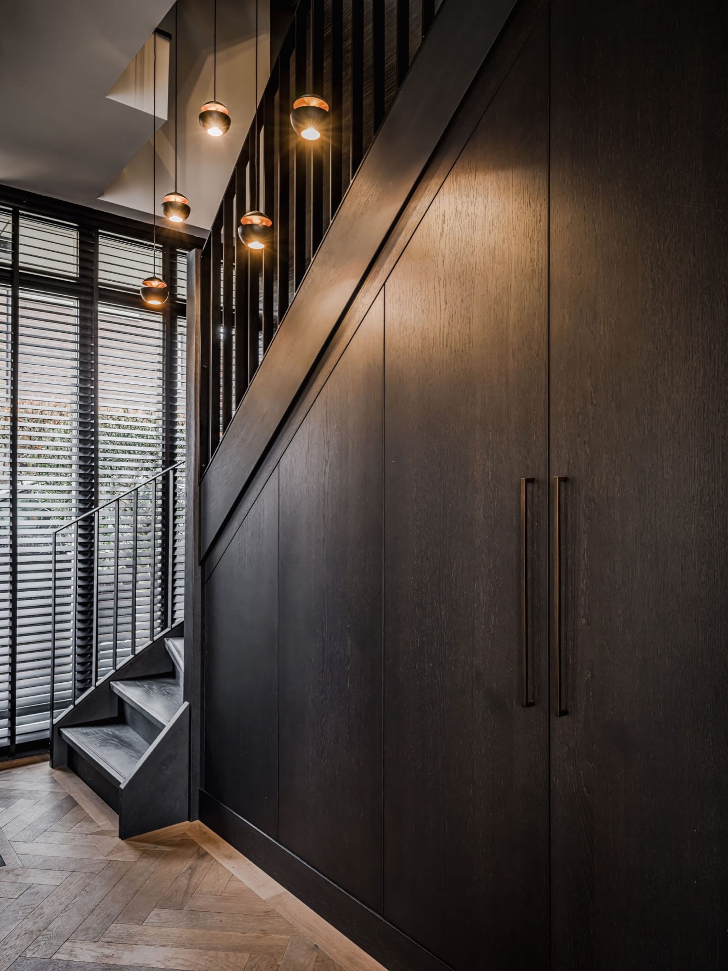 casa moderna: ingresso con armadio in legno nero e grandi finestre per un aspetto moderno, Luxury, Design, Exclusive, Modern, Custom Made, Special, Beautiful