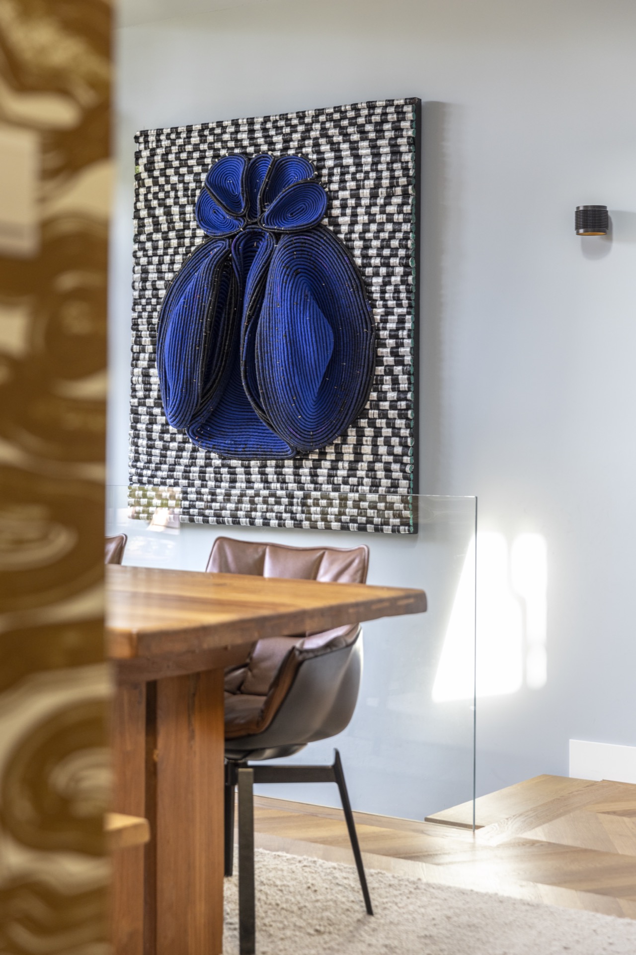 home extension design: dining room with blue artwork and wooden table, Luxury, Design, Exclusive, Modern, Custom Made, Special, Beautiful