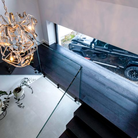 Unique black wooden floor in a modern villa