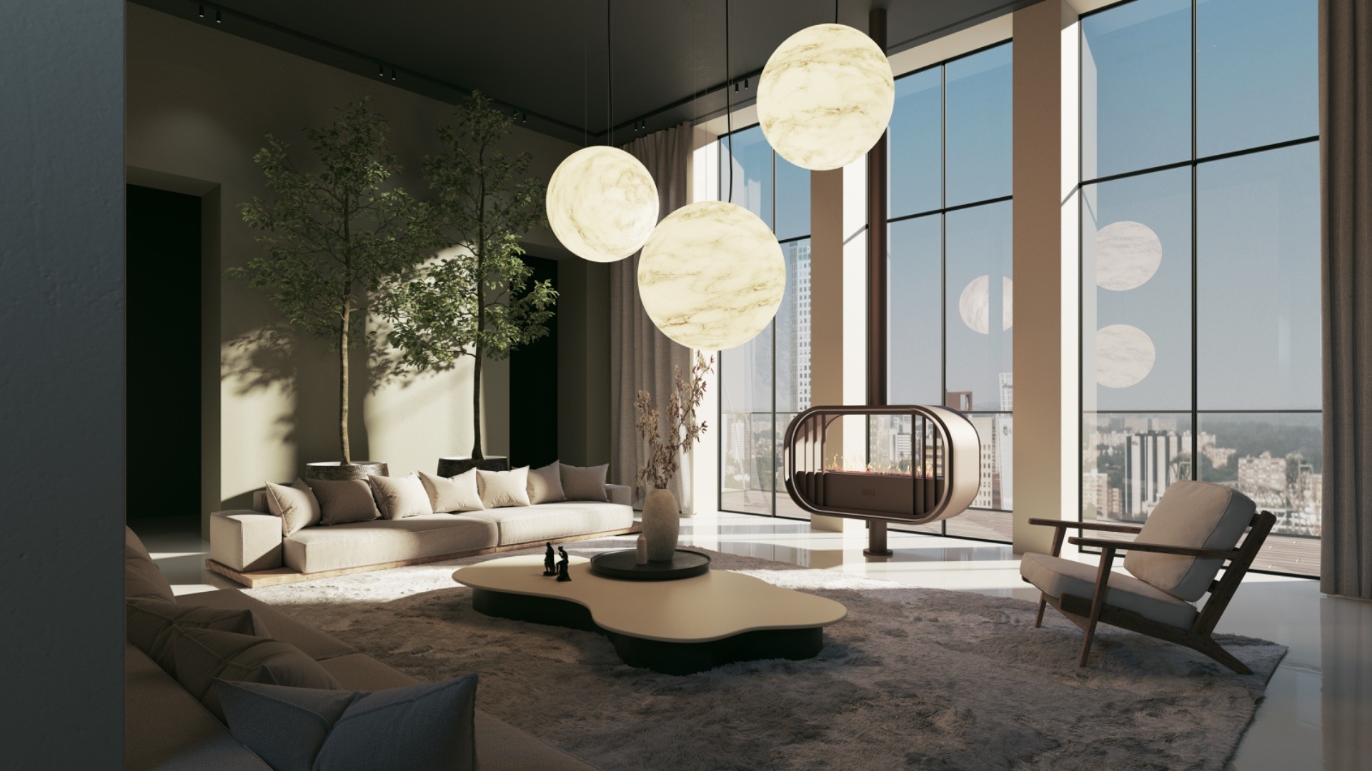 camino moderno: terrazza esterna con vista sulle montagne, camino esterno e mobili confortevoli., Luxe, Design, Exclusief, Modern, Maatwerk, Bijzondere, Mooie