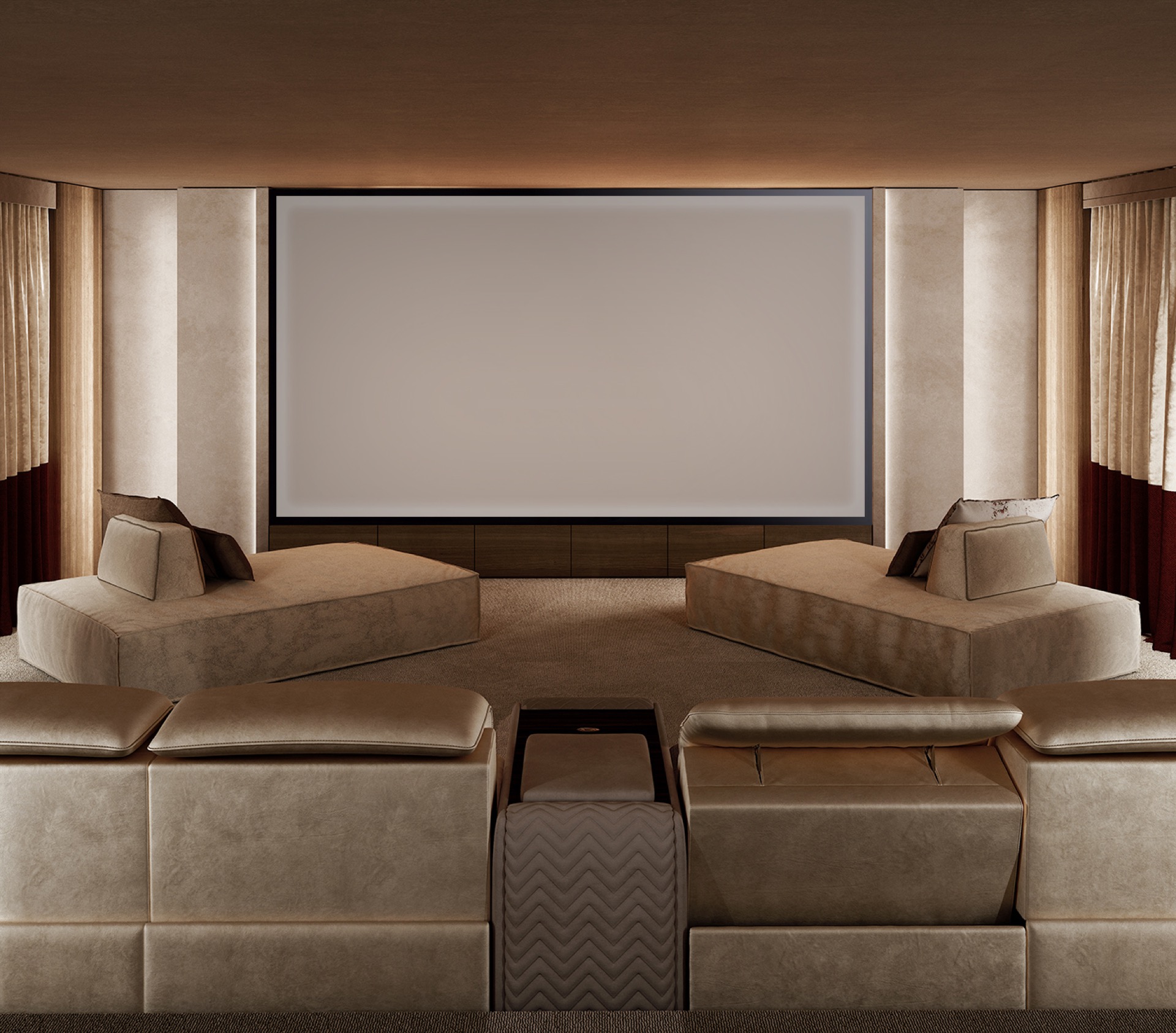 home cinema di lusso: home cinema con grande proiettore e sedili di lusso, Luxury, Design, Exclusive, Modern, Custom Made, Special, Beautiful