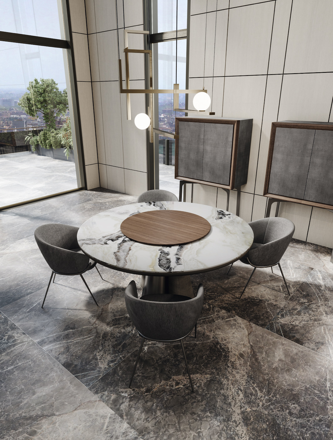 esempio progetto ristrutturazione casa: zona pranzo con pannello decorativo, mobili in legno e illuminazione moderna, Luxury, Design, Exclusive, Modern, Custom Made, Special, Beautiful