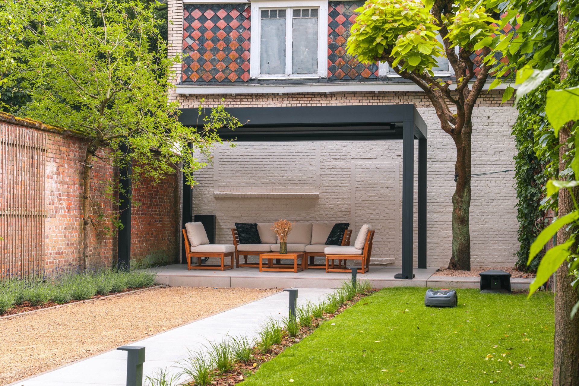 pergolato in legno: pensilina moderna con illuminazione e mobili da giardino, Luxury, Design, Exclusive, Modern, Custom Made, Special, Beautiful
