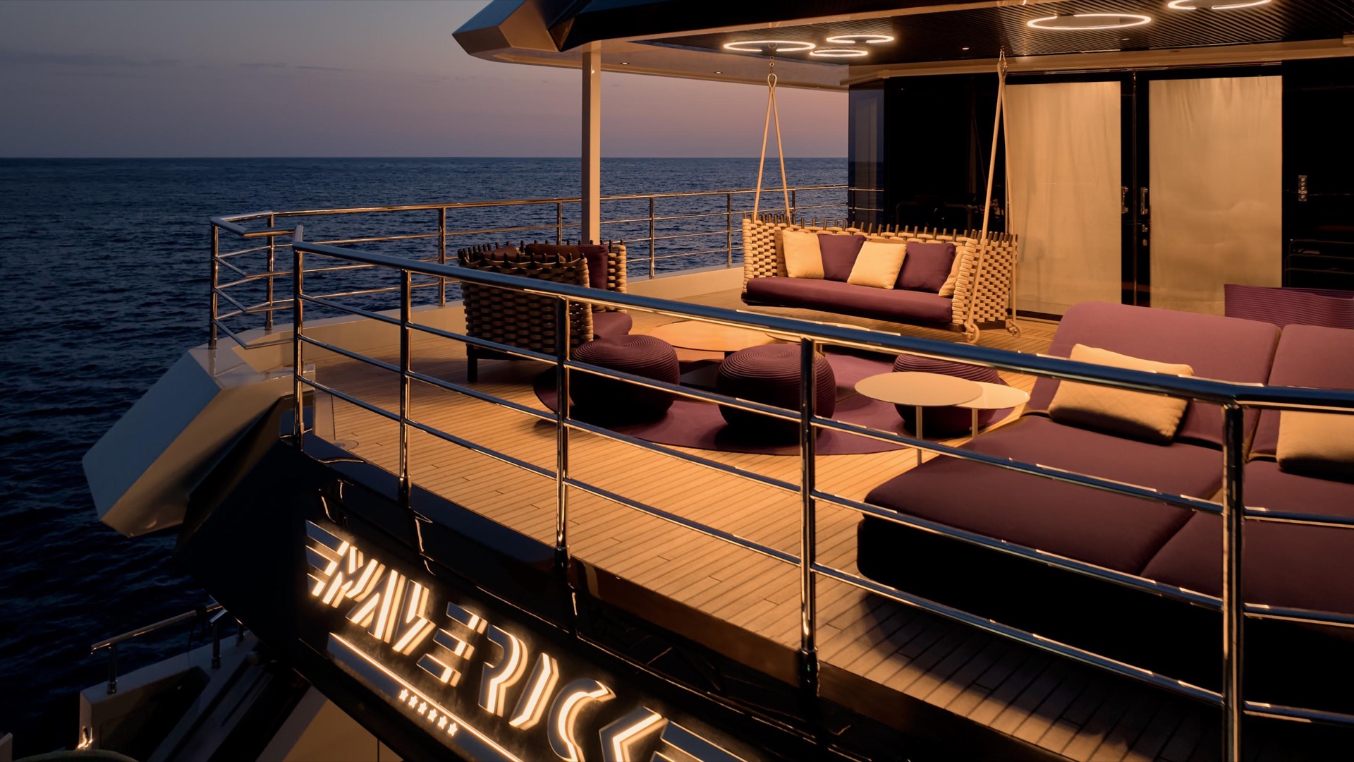 interni yacht di lusso: camera di lusso con vista mare al tramonto, Luxury, Design, Exclusive, Modern, Custom Made, Special, Beautiful