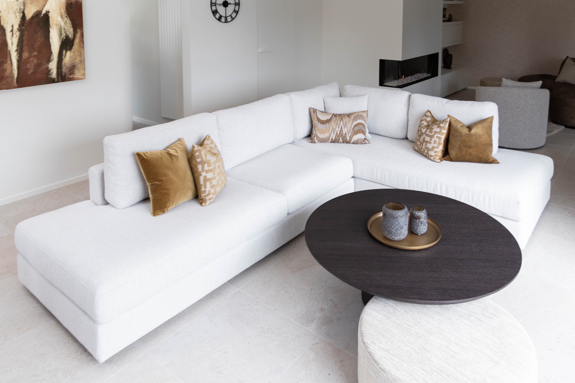 rivestimento in legno per pareti: angolo salotto accogliente con camino e sedute comode, Luxury, Design, Exclusive, Modern, Custom Made, Special, Beautiful