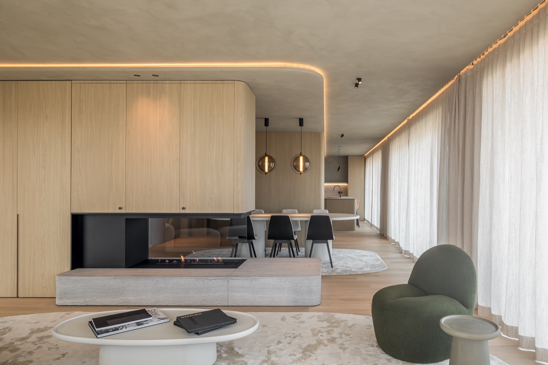rivestimento camino moderno: soggiorno con vista mare, stile leggero e sedie comode., Luxury, Design, Exclusive, Modern, Custom Made, Special, Beautiful