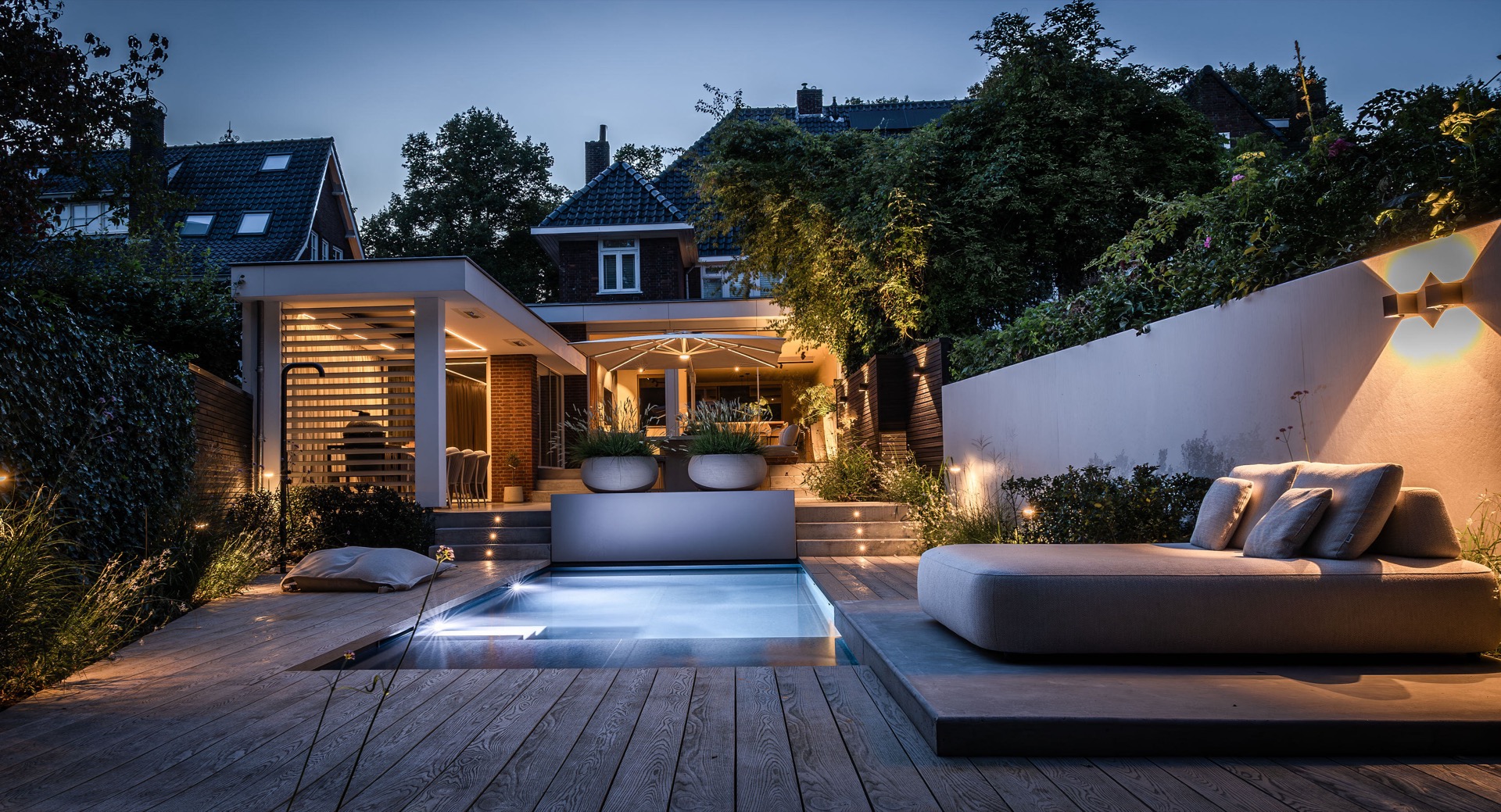 esempio progetto ristrutturazione casa: giardino con terrazza e illuminazione sera, Luxury, Design, Exclusive, Modern, Custom Made, Special, Beautiful