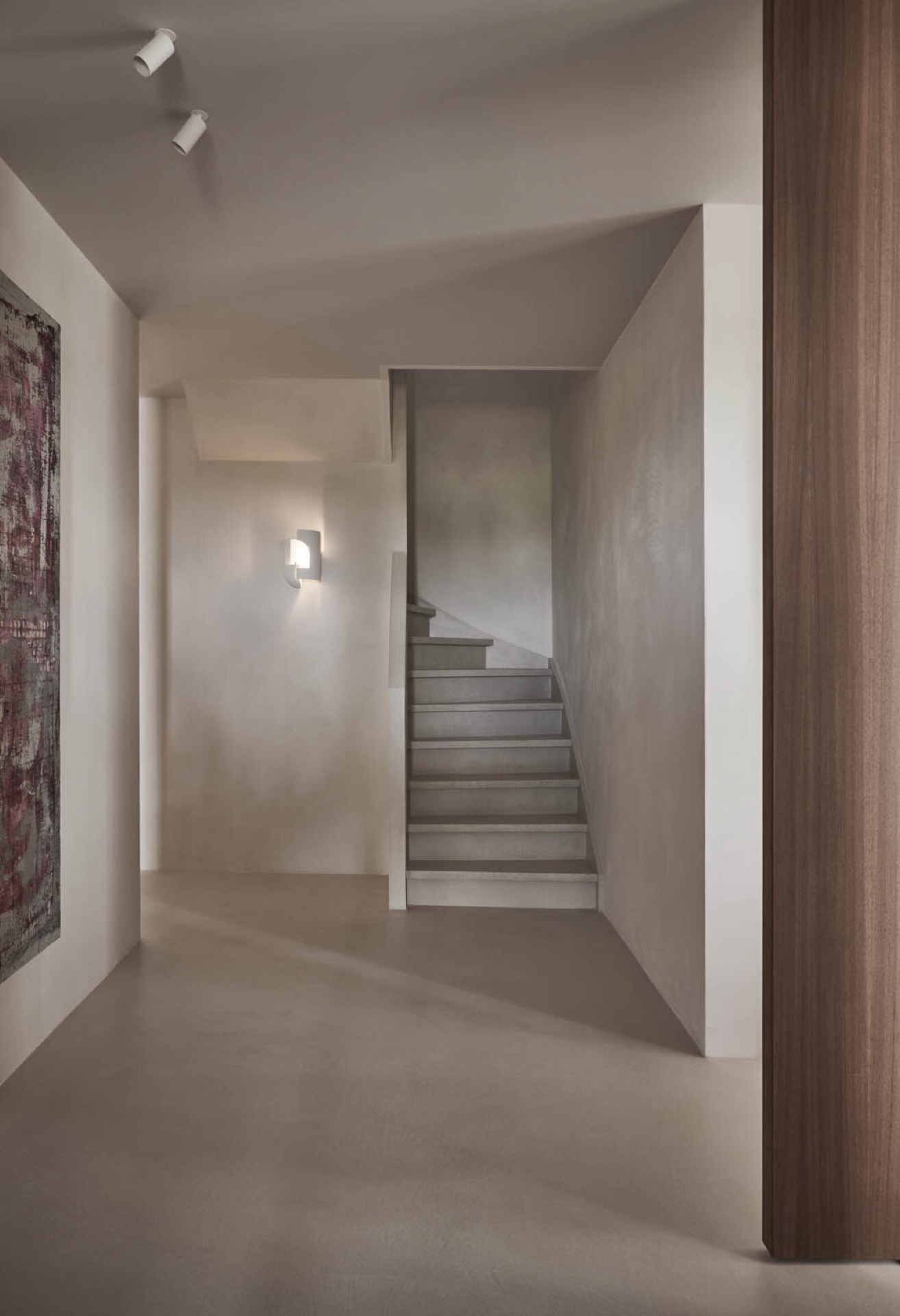 rivestimento in legno per pareti: ingresso interno con scala, pareti bianche e design minimalista, Luxe, Design, Exclusief, Modern, Maatwerk, Bijzondere, Mooie