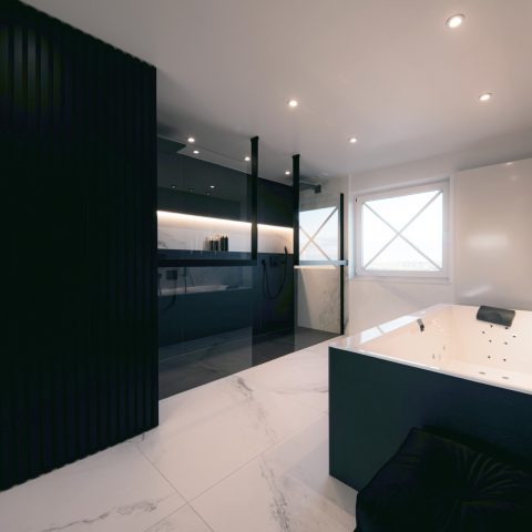 Spectaculaire zwart-wit badkamer