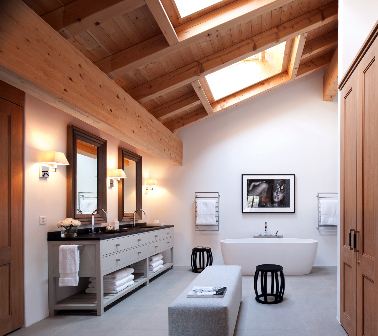 chalet kopen - open badkamer zwarte in Chalet Klosters, Luxury, Design, Exclusive, Modern, Custom Made, Special, Beautiful