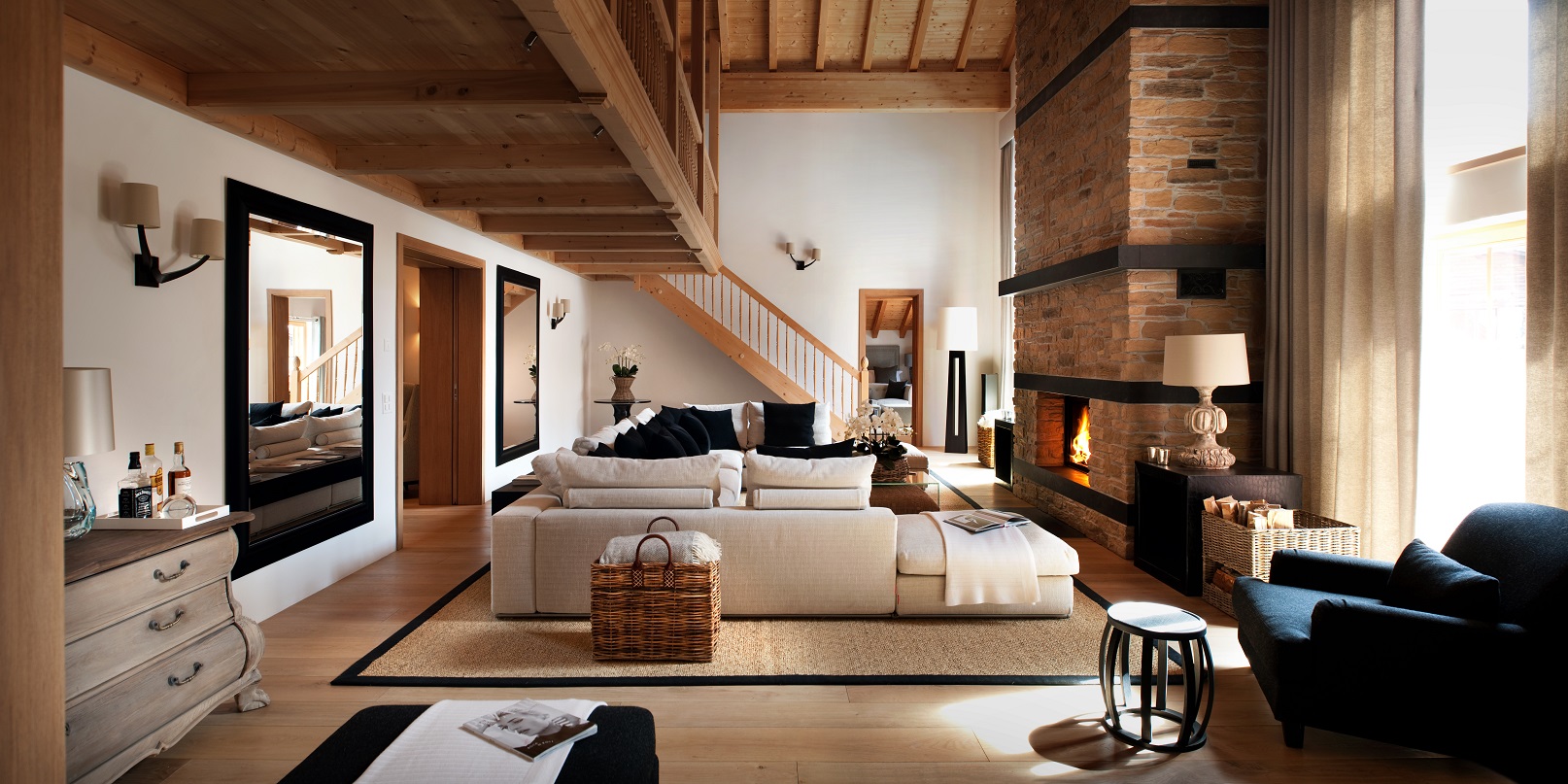 chalet kopen - rustieke woonkamer open in Chalet Klosters, Luxury, Design, Exclusive, Modern, Custom Made, Special, Beautiful